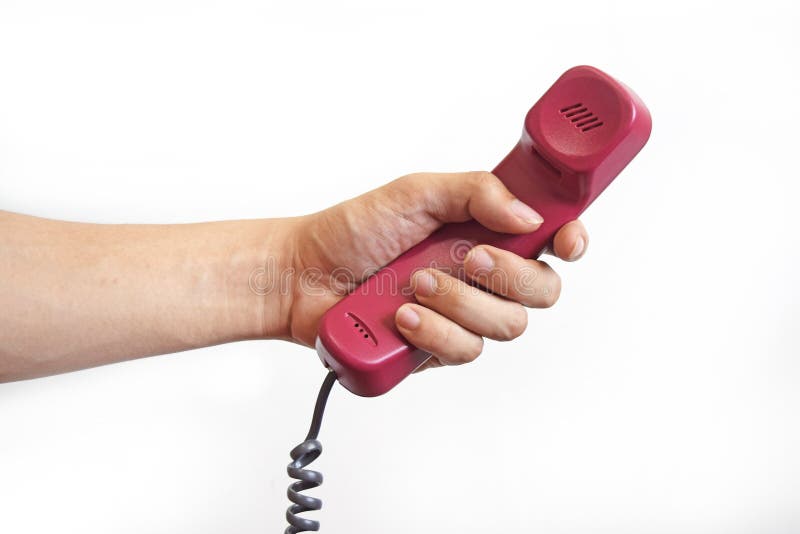 Man's hand hold Phone Headsets on isolate white background royalty free stock photos Man's hand hold Phone Headsets on isolate white background royalty free stock photos