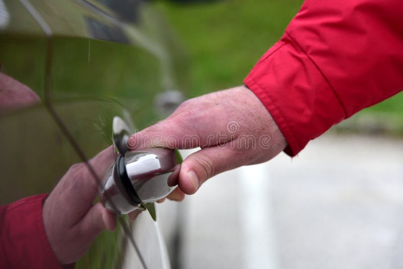 A Man Opens the Door of a Passenger Car Stock Image Image of hard