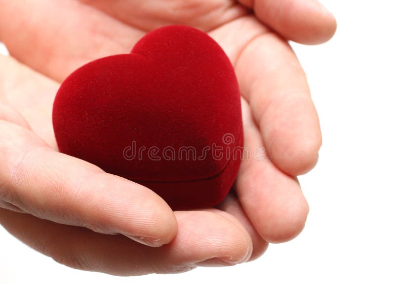 Man s hands gifting heart on valentine day