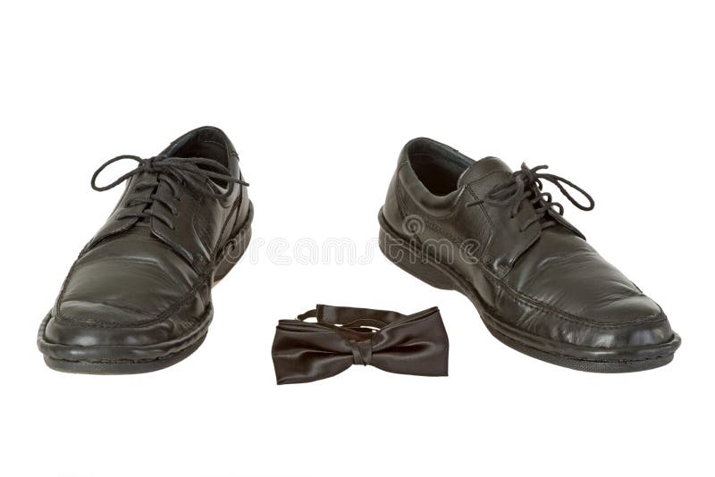 Man s shoe and bow tie stock photo. Image of background 22626312