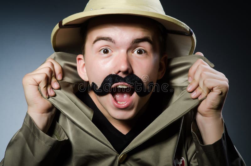 safari guy with mustache