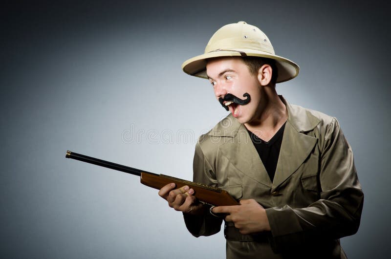 safari guy with mustache