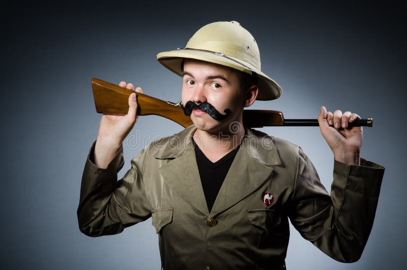 Man in safari hat stock photo. Image of rucksack, hiking - 48300538