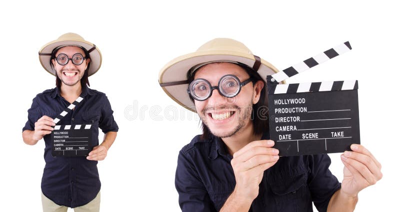 Man in safari hat in hunting concept royalty free stock image Man in safari hat in hunting concept royalty free stock image