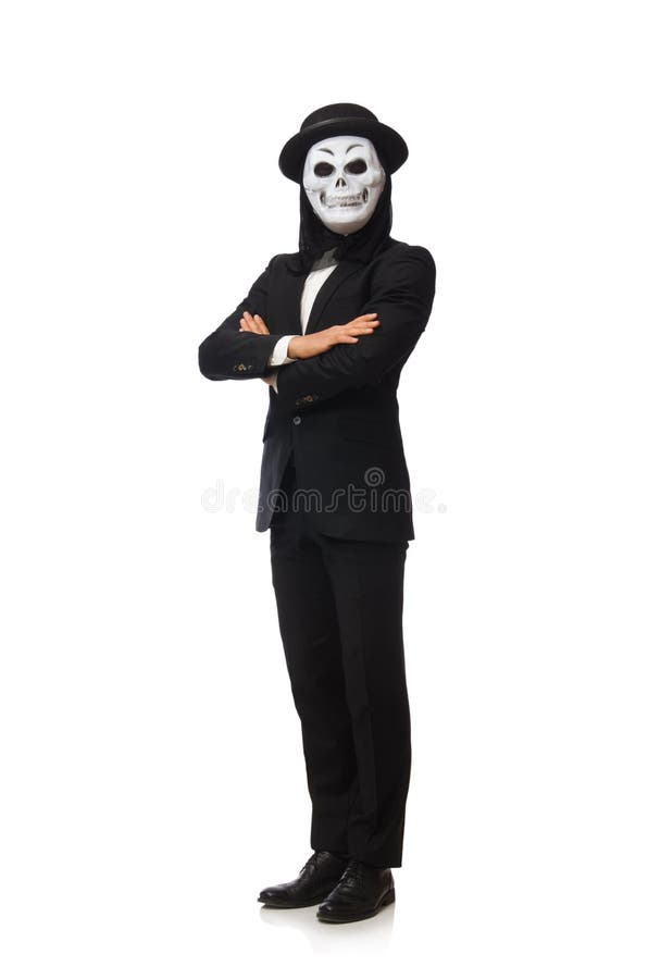 The Man with Scary Mask Isolated on White Stock Photo Image of