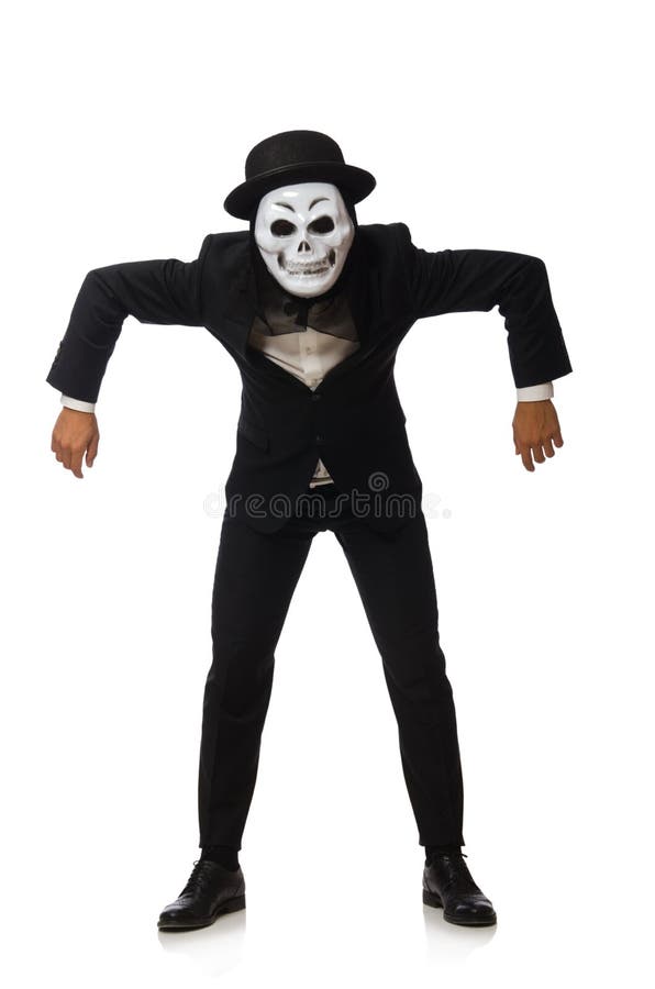 The Man with Scary Mask Isolated on White Stock Photo Image of