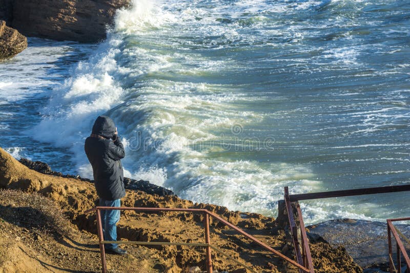 Man at sea in a storm