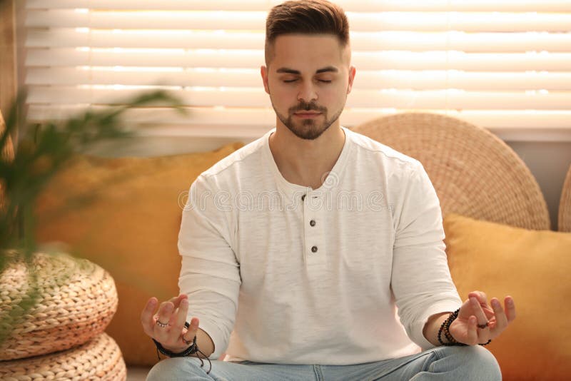 Man during Selfhealing Session in Therapy Room Stock Image Image of