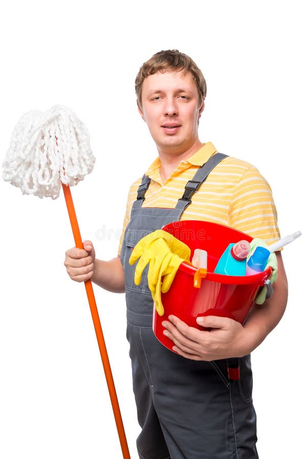 Man Servant House Cleaning Portrait Stock Photo Image of janitor, employee 74956624