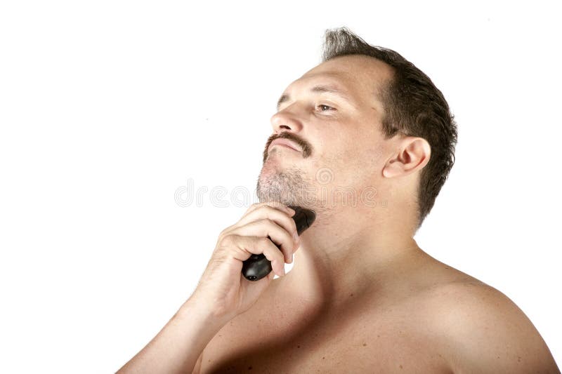 Man Shaving Face with Electric Razor Stock Image Image of human