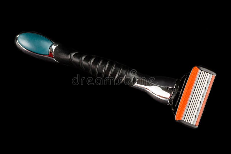 Man Shaving Razor Isolated. Man Shave Razor Close Up Stock Photo