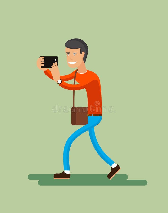 Man Shoots Smartphone Illustration Stock Vector - Illustration of flat ...