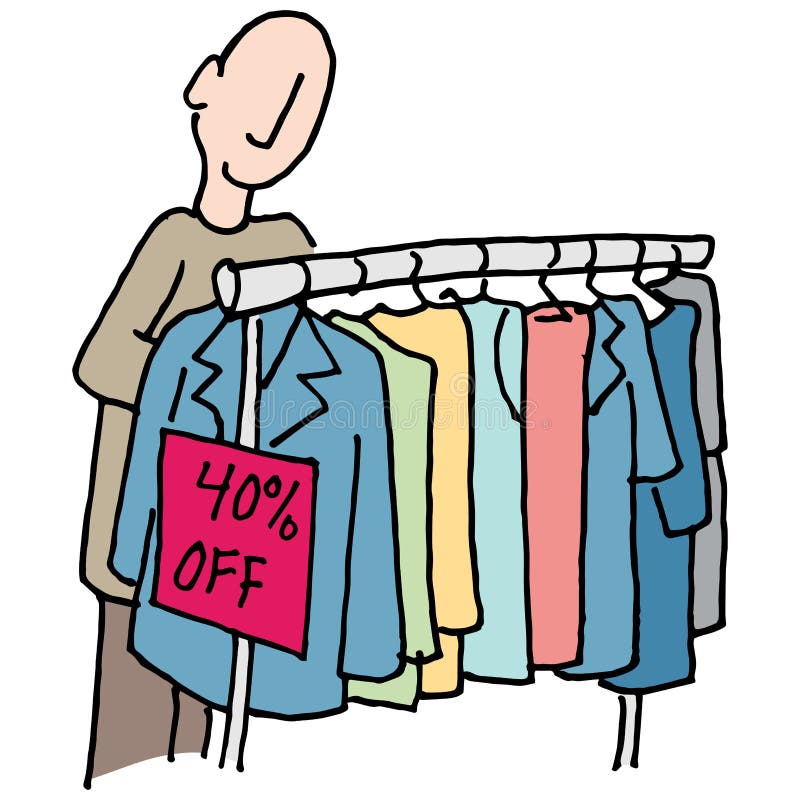 Man shopping for clothes stock vector. Illustration of rack - 70087025