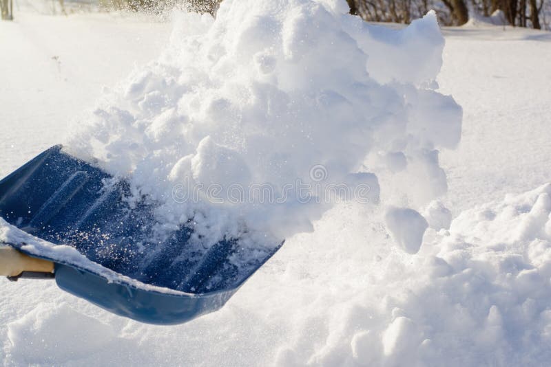 Man Shoveling Snow in the Backyard Stock Photo Image of snow, white