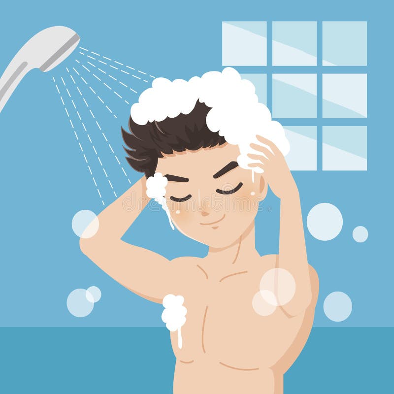 The Man Shower in the Bathroom Stock Vector - Illustration of care ...