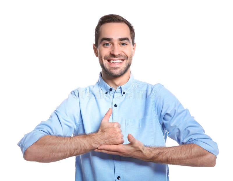 Man Showing HELP Gesture in Sign Language Stock Photo Image of