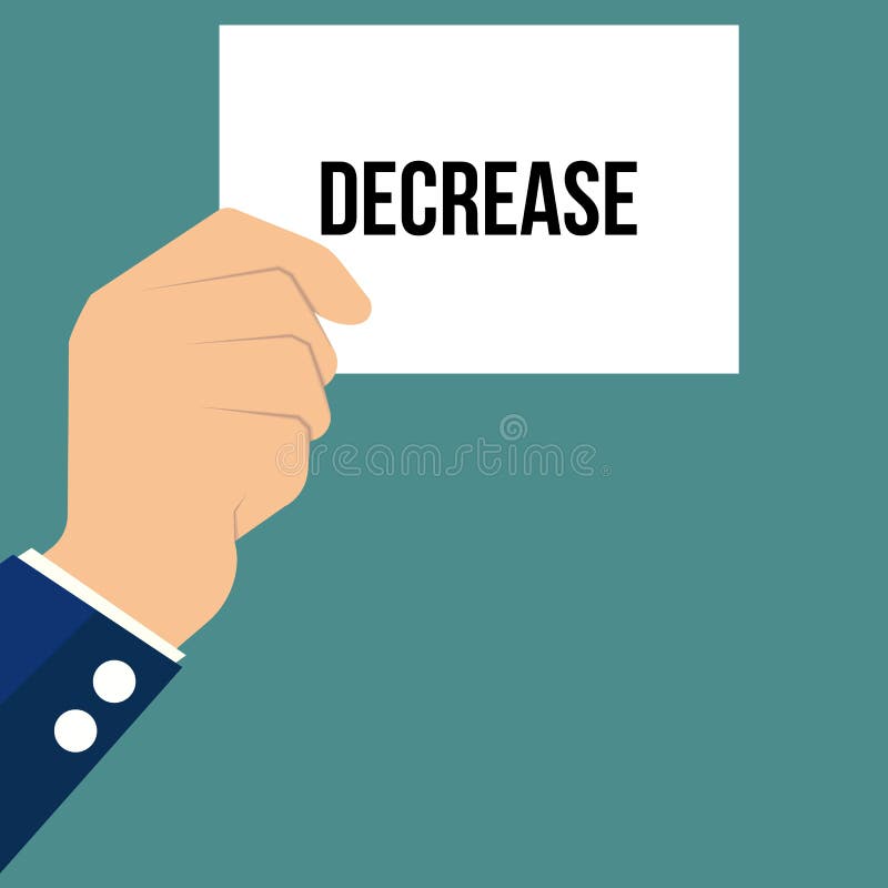 Man showing paper DECREASE text. Vector Illustration. Diagram financial growth decrease vectors