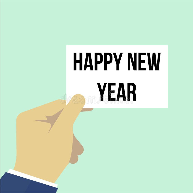 Man showing paper HAPPY NEW YEAR vector illustration