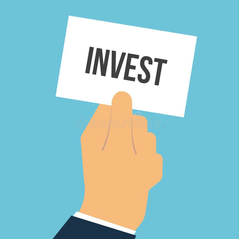 Man showing paper INVEST text royalty free illustration