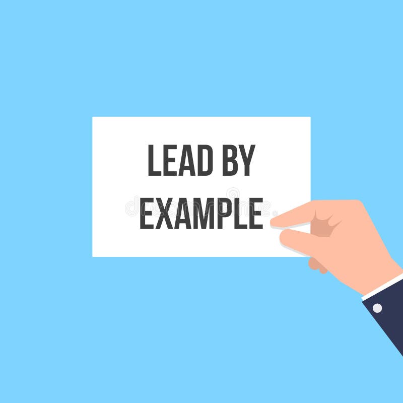 Man Showing Paper LEAD by EXAMPLE Stock Vector Illustration of
