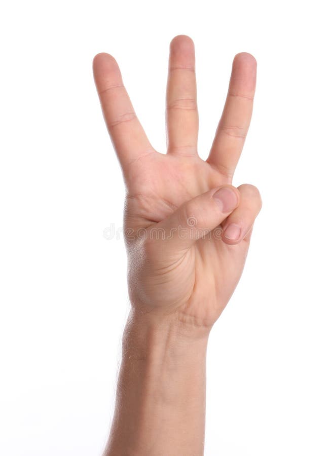 Man Showing Three Fingers on White Background Stock Image - Image of  isolated, showing: 137977011
