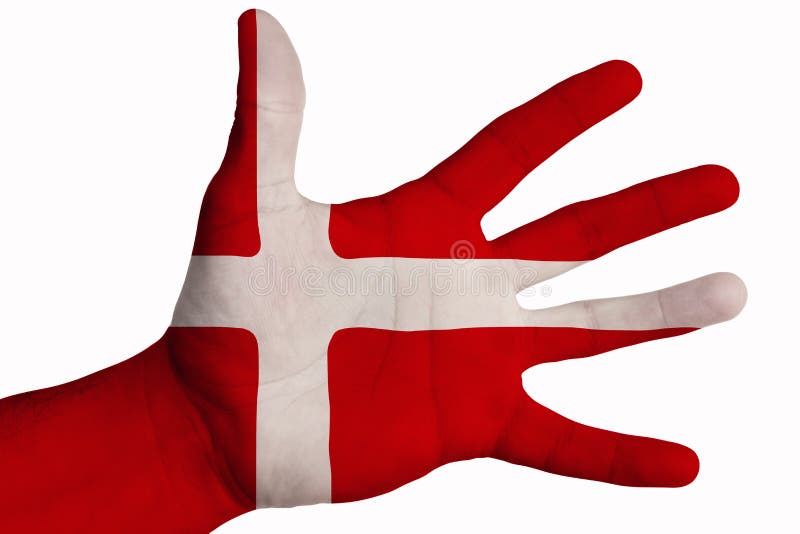 Handabdruck Palm Hand Print Denmark V-T-Shirt Flag Frauen Dänemark