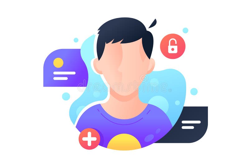 Man silhouette without face for web user account. vector illustration
