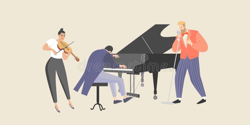 12 EYLÜL 2021 CUMHURİYET PAZAR BULMACASI SAYI : 1849 Man-sings-to-accompaniment-piano-violin-isolated-characters-musicians-design-banners-posters-151065624