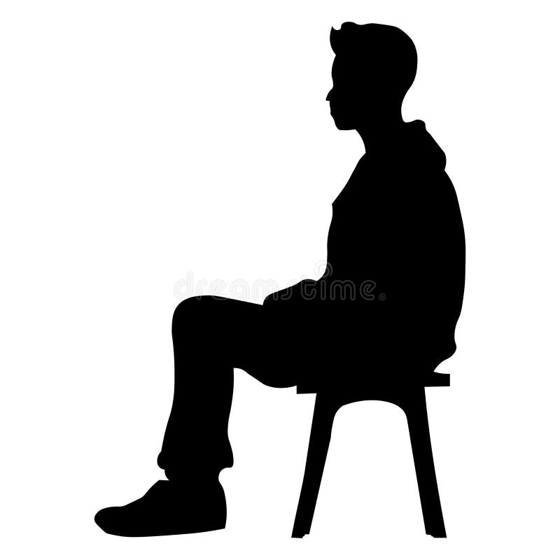 Man Sitting Black Silhouette on White Background Stock Illustration ...