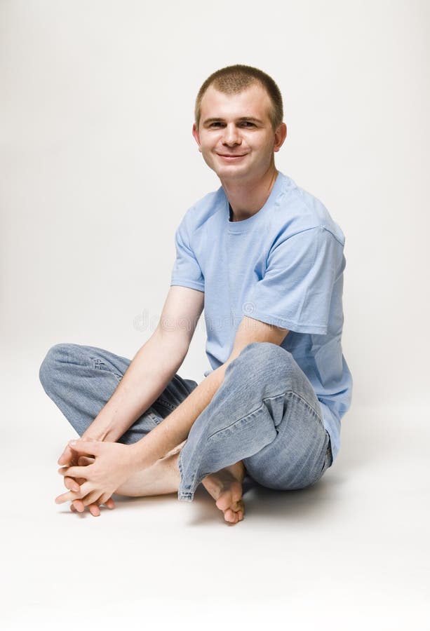 Man sitting cross legged stock photo. Image of relax, contented - 5391916