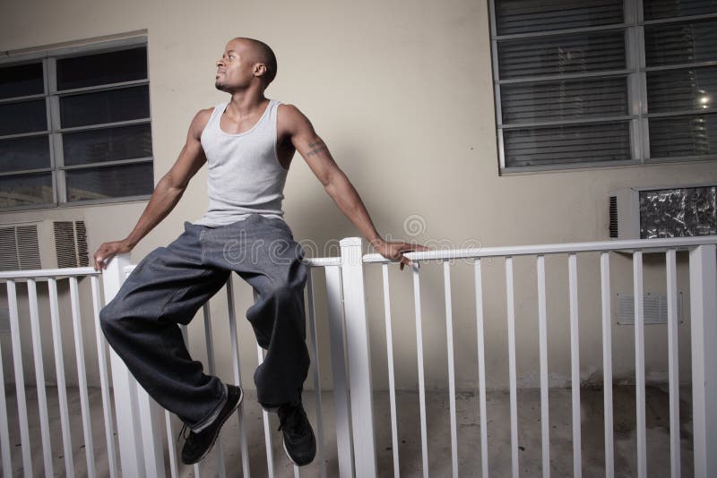 Man sitting on the ledge