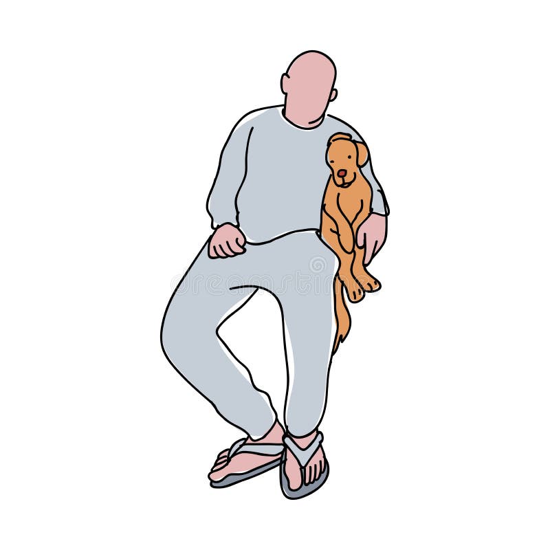 Man sitting with puppy royalty free illustration