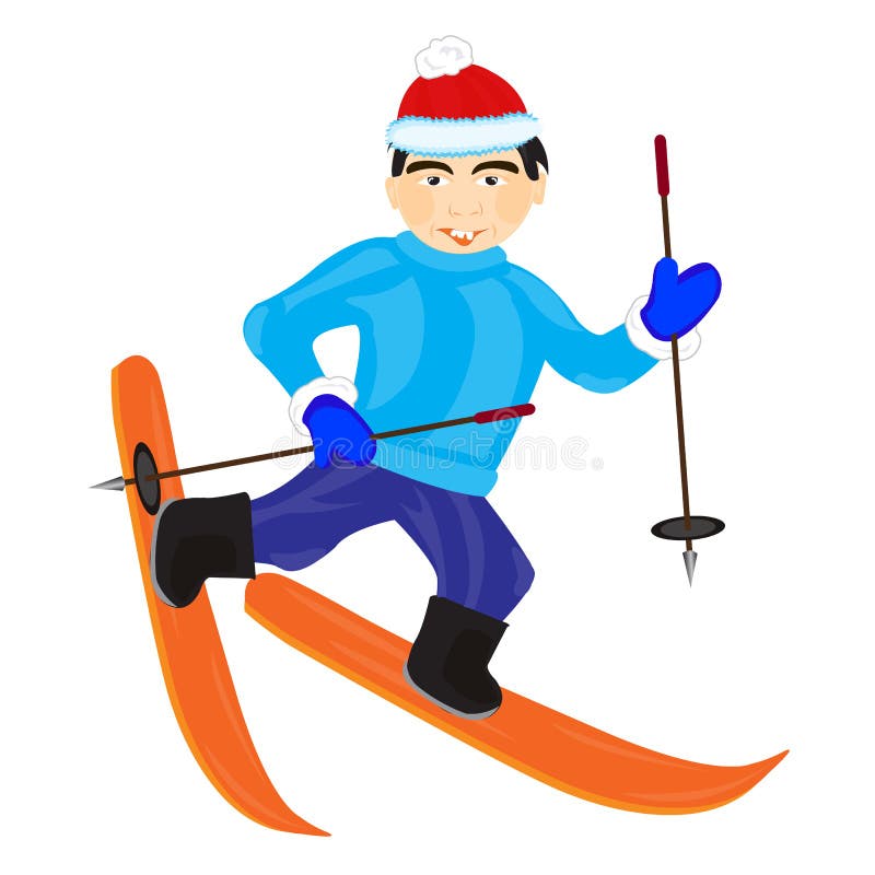 Vector skier stock vector. Illustration of activity, leisure - 4195637