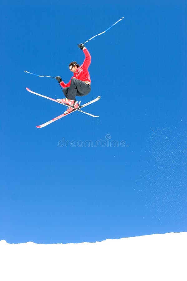 Man skiing on slopes of Pradollano ski resort in Spain