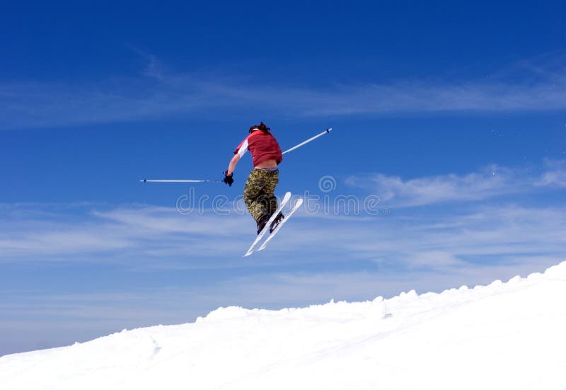 Man Skiing on Slopes of Pradollano Ski Resort in Spain Stock Image
