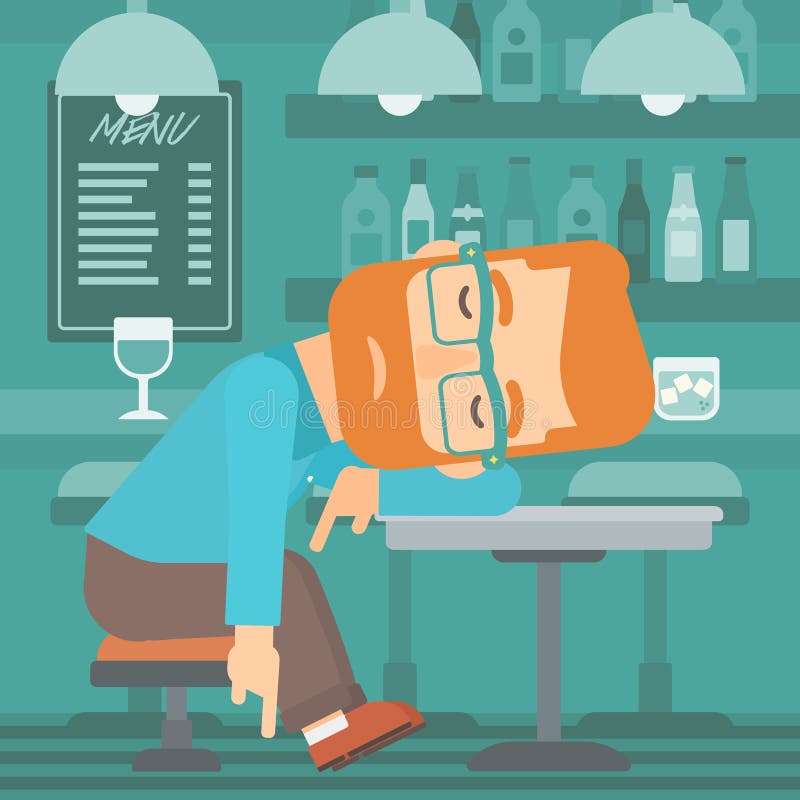 Drunk Man Lying Bar Counter Stock Illustrations – 15 Drunk Man Lying ...