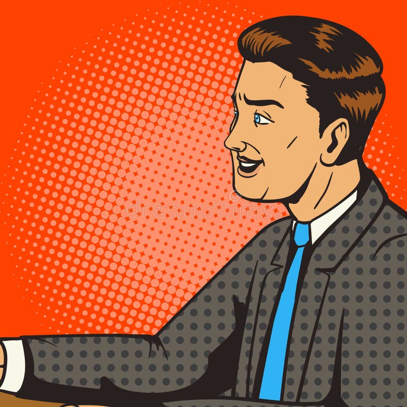 Man smiling pop art retro style vector royalty free illustration