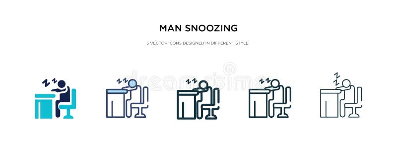 Man snoozing icon in different style vector illustration. two colored and black man snoozing vector icons designed in filled vector illustration