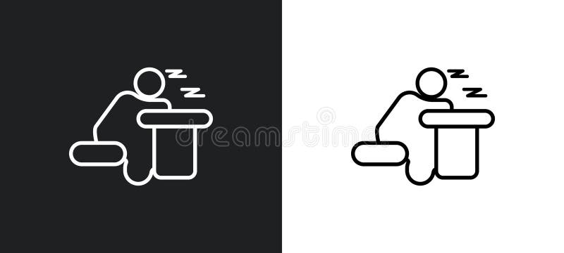 Man snoozing outline icon in white and black colors. man snoozing flat vector icon from behavior collection for web, mobile apps royalty free illustration