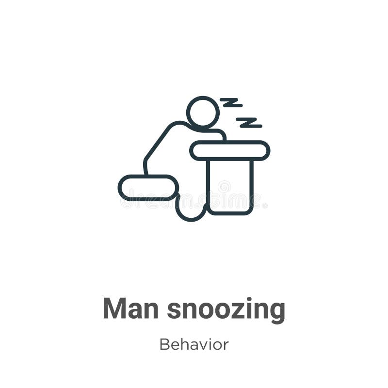 Man snoozing outline vector icon. Thin line black man snoozing icon, flat vector simple element illustration from editable royalty free illustration