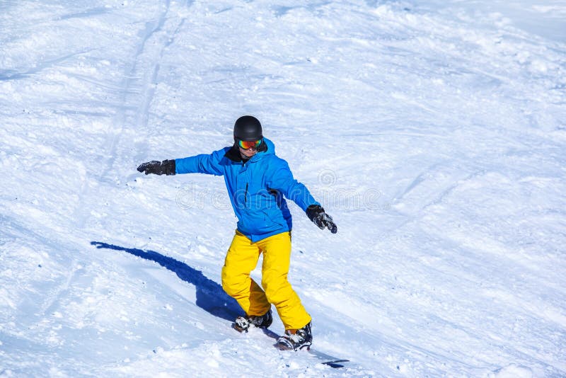 Man in Snowboard Helmet and Goggles Stock Photo Image of slope, alps