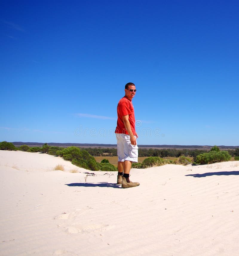 Man on Snowdrift Sand Dune