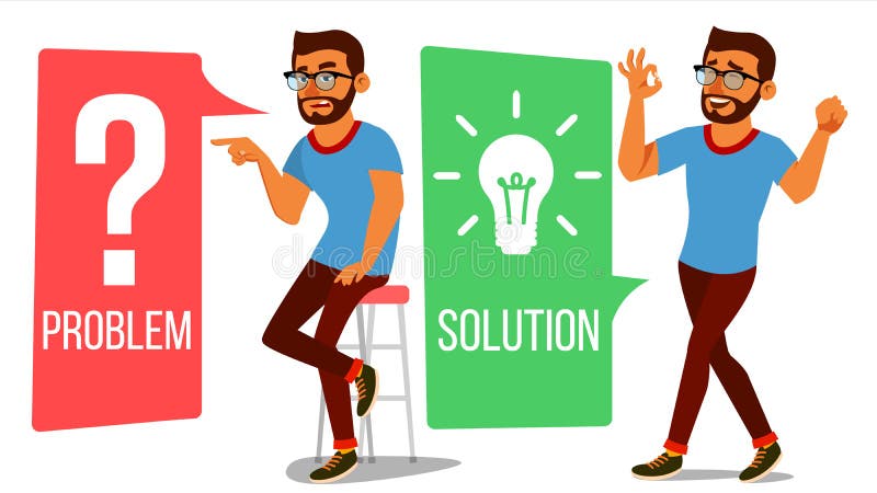 Man Solving Problem Vector. Problem Solution, Secret Discovery. Career ...