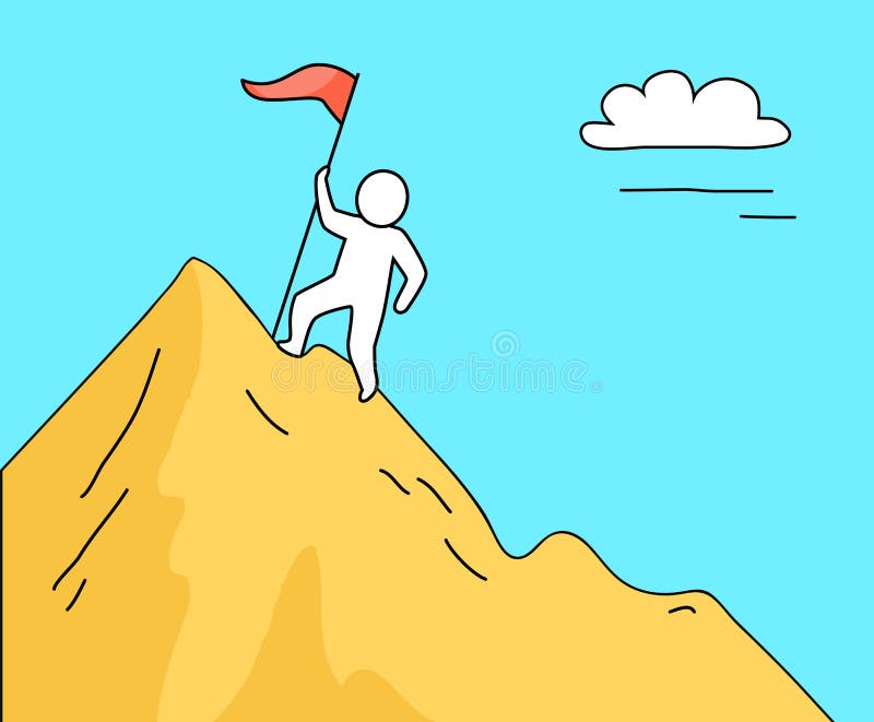 Man som klättrar det höga berget på vektorillustration stock illustrationer Man som klättrar det höga berget på vektorillustration stock illustrationer