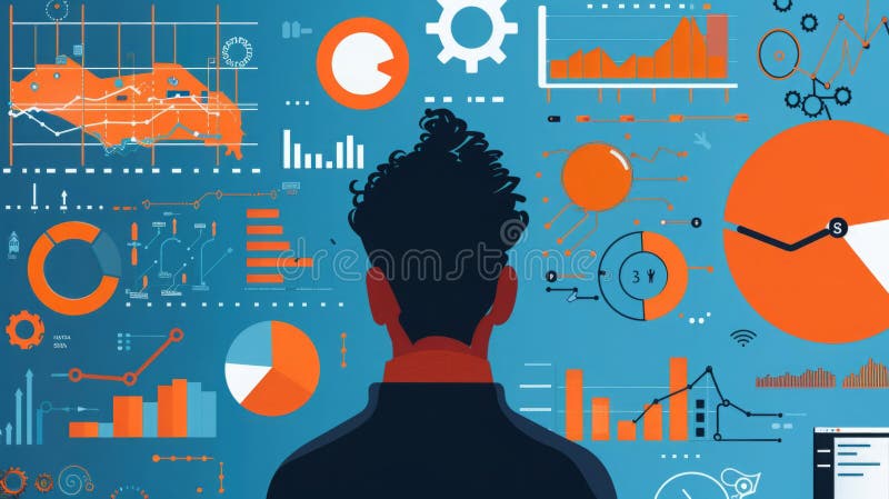 A man standing and reviewing numerous complex diagrams on a table in an office environment. AI generated. A man standing and reviewing numerous complex diagrams on a table in an office environment. AI generated