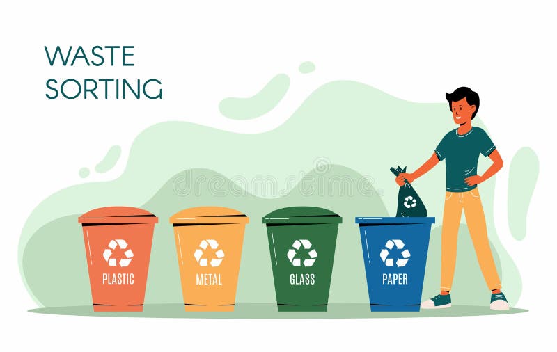 Recycling bins sorting garbage infographic Vector Image