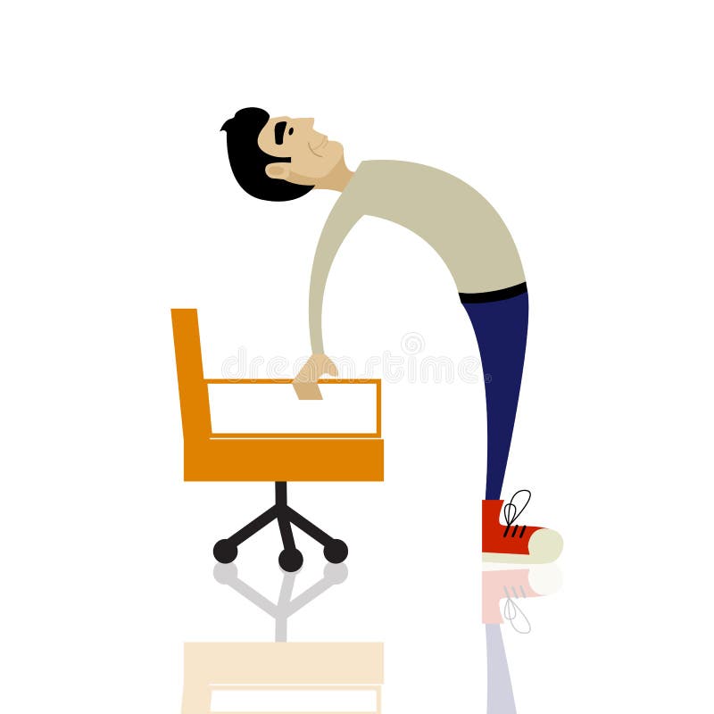 Office syndrome. Stretching exercise, neck back shoulder stretch. Sitting work  from home, fitness workout for freelancer vector illustration Stock Vector  Image & Art - Alamy