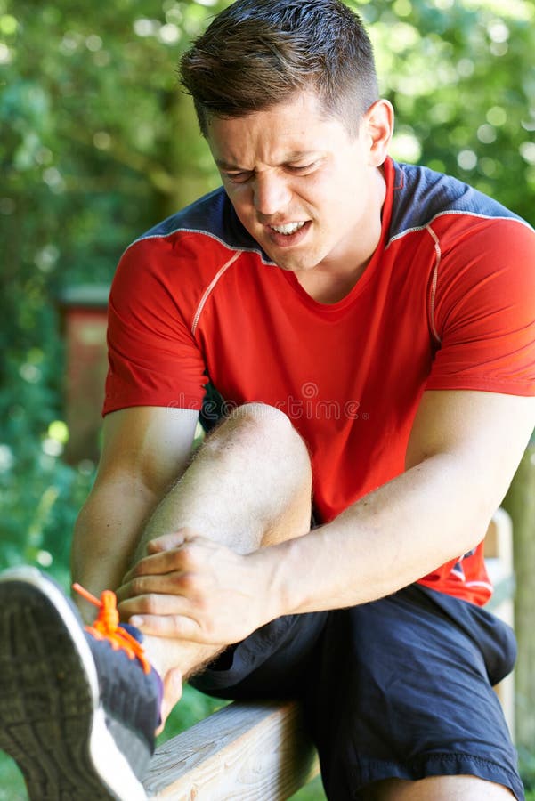Man With Sports Injury Sustained Whilst Exercising Outdoors