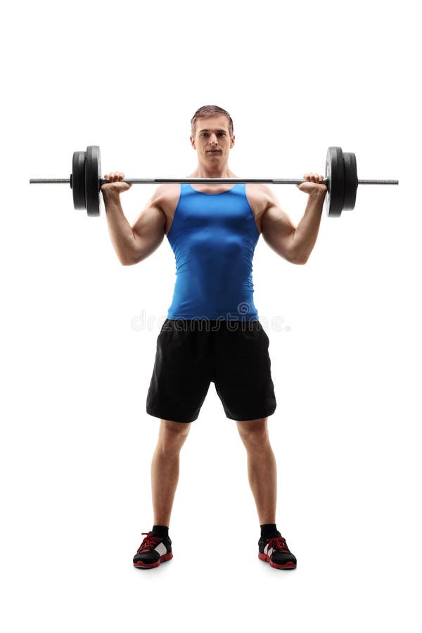 Young Weightlifter Training With A Heavy Barbell Stock Image Image Of