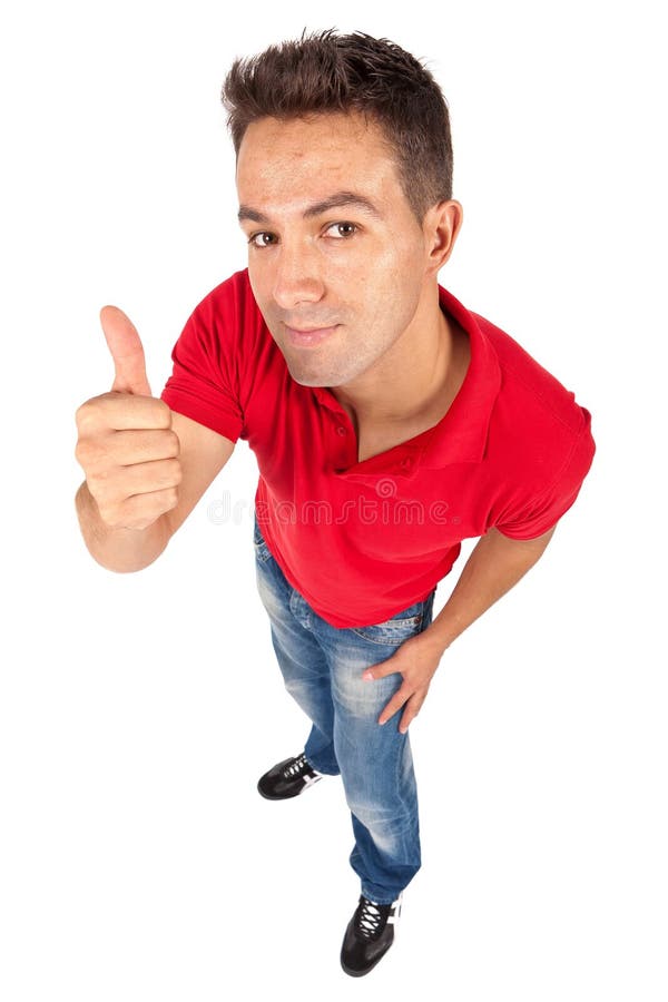 Man standing and doing thumb up